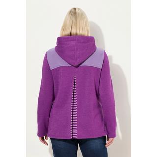 Ulla Popken  Sweat-shirt à capuche, tissu nid d'abeille, manches longues, coupe évasée 