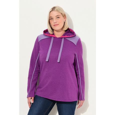 Ulla Popken  Sweat-shirt à capuche, tissu nid d'abeille, manches longues, coupe évasée 