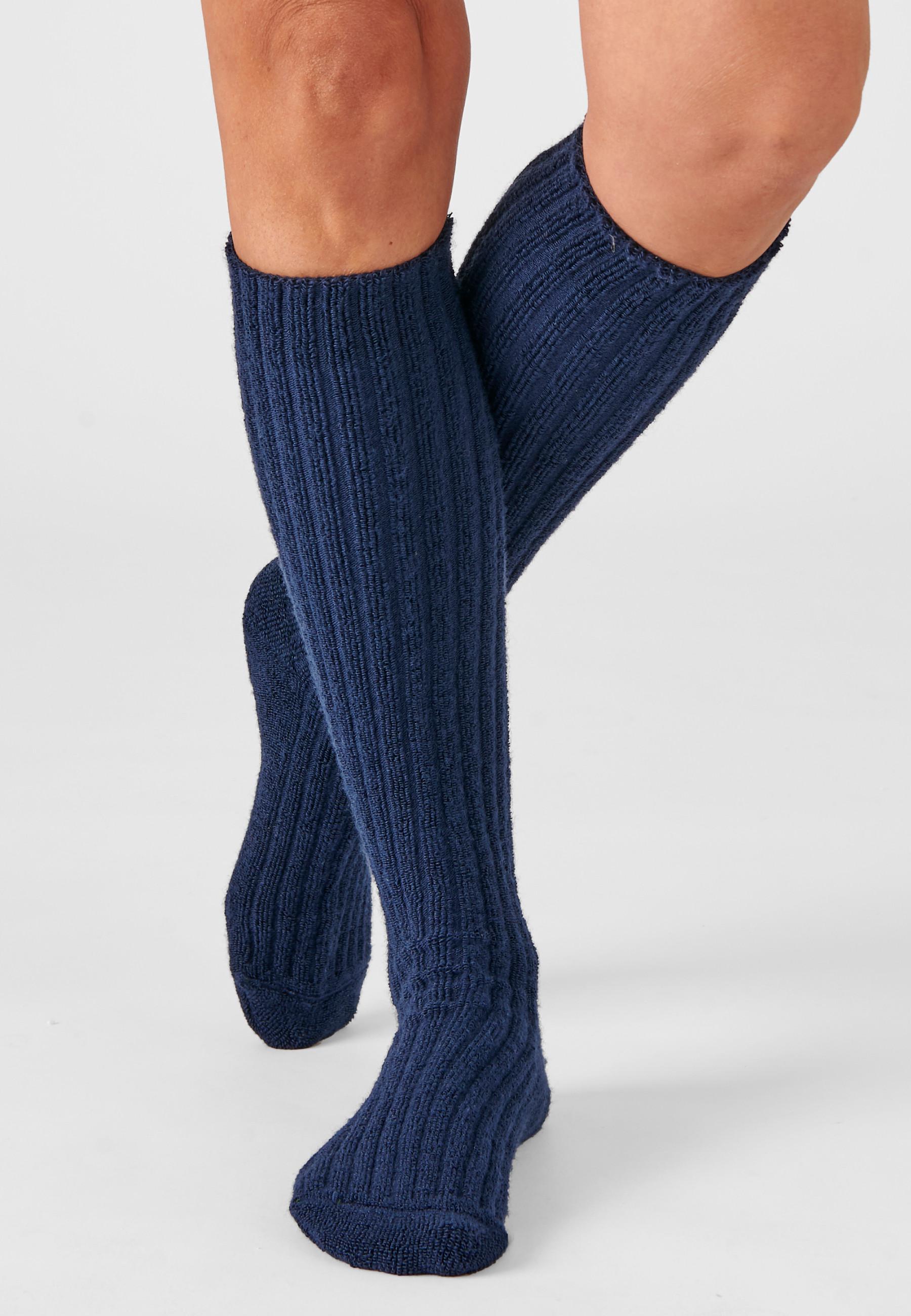Image of Rippstrick-kniestrümpfe Aus Thermolactyl-bouclé. Damen Nachtblau 32
