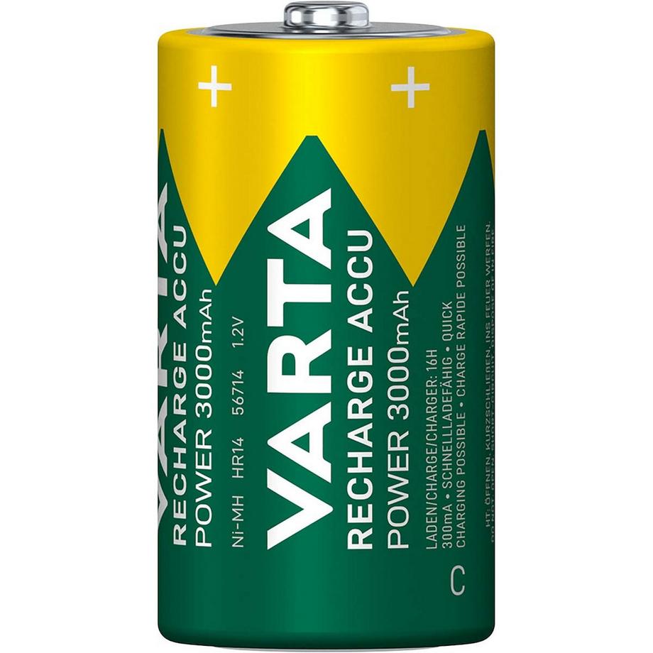 Nedis  Batteria ricaricabile Ni-MH C | 1,2 V DC | 3000 mAh | precaricata | 2-Blister | HR14 | Verde/Giallo 