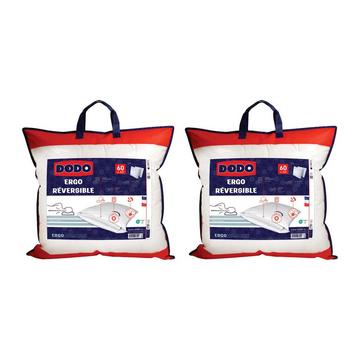 Lot de 2 oreillers DODO ergonomiques anti-acariens à mémoire de forme - 60 x 60 cm - COEUR ADAPT