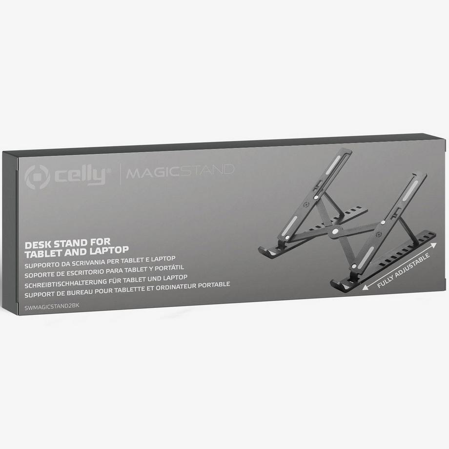 Celly  SWMAGICSTAND2 Tragbarer Tischständer für Laptop/Tablet max. 15,6 Zoll Schwarz 