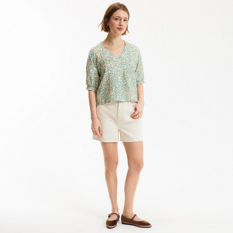 La Redoute Collections Bluse V-Ausschnitt 3/4 Ärmel Blumenmuster  