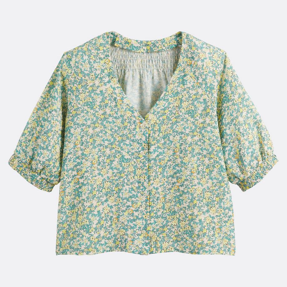 La Redoute Collections Bluse V-Ausschnitt 3/4 Ärmel Blumenmuster  
