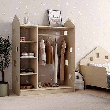Offener Kinderkleiderschrank im Hausdesign für Kinder - Montessori Qualitätsmöbel