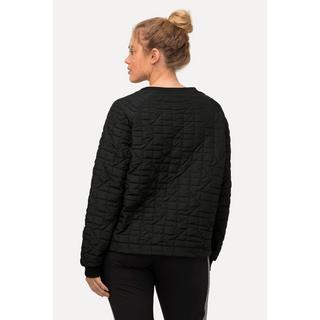 Ulla Popken  Sweat-shirt à col rond et manches longues, motif surpiqué et bande à la base 