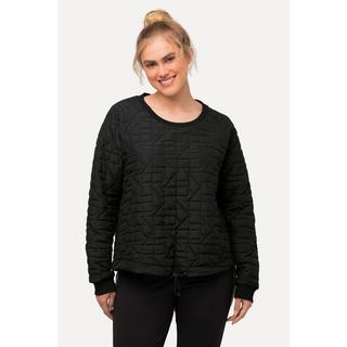 Ulla Popken  Sweat-shirt à col rond et manches longues, motif surpiqué et bande à la base 