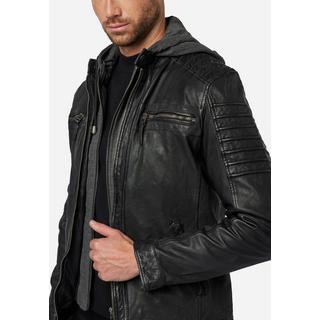 RICANO  Lederjacke 12815 Hood, Bikerstil mit abtrennbarer Kapuze 