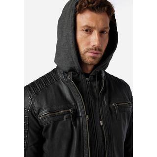 RICANO  Lederjacke 12815 Hood, Bikerstil mit abtrennbarer Kapuze 