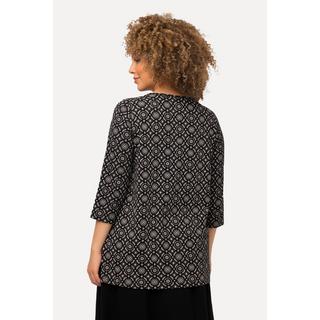 Ulla Popken  Shirt, A-Linie, Zierfalten, V-Ausschnitt, 3/4-Arm 