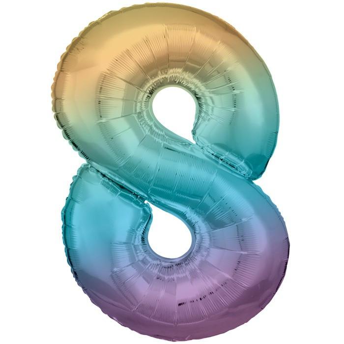 Image of Folienballon Zahl 8 Rainbow (53x86cm) Unisex ONE SIZE