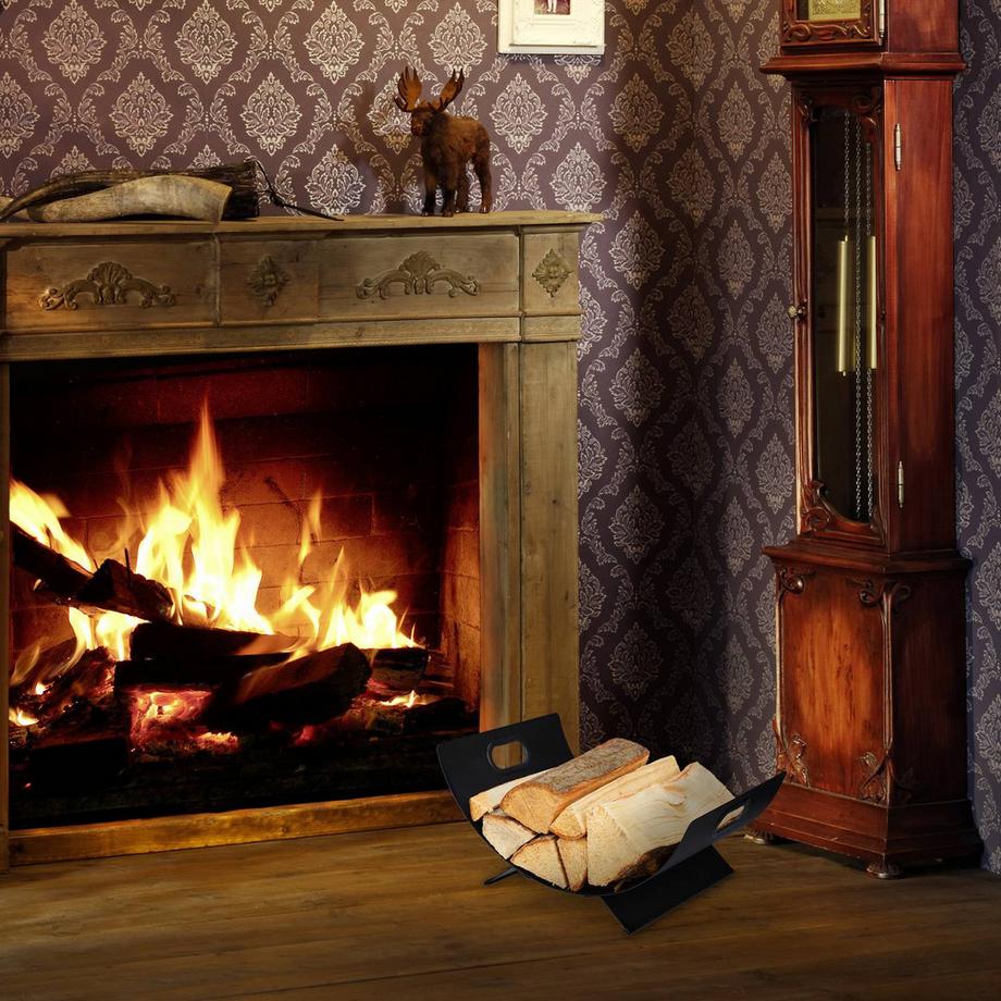 B2X Panier à bois de chauffage noir  