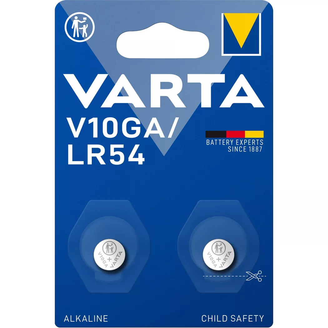 VARTA - Pile alcaline V10GA / LR54 1,5 V, paquet de 2, LR54/189