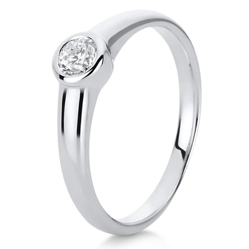 Image of Solitär-ring 750/18k Weissgold Diamant 0.25ct. Damen Silber ONE SIZE