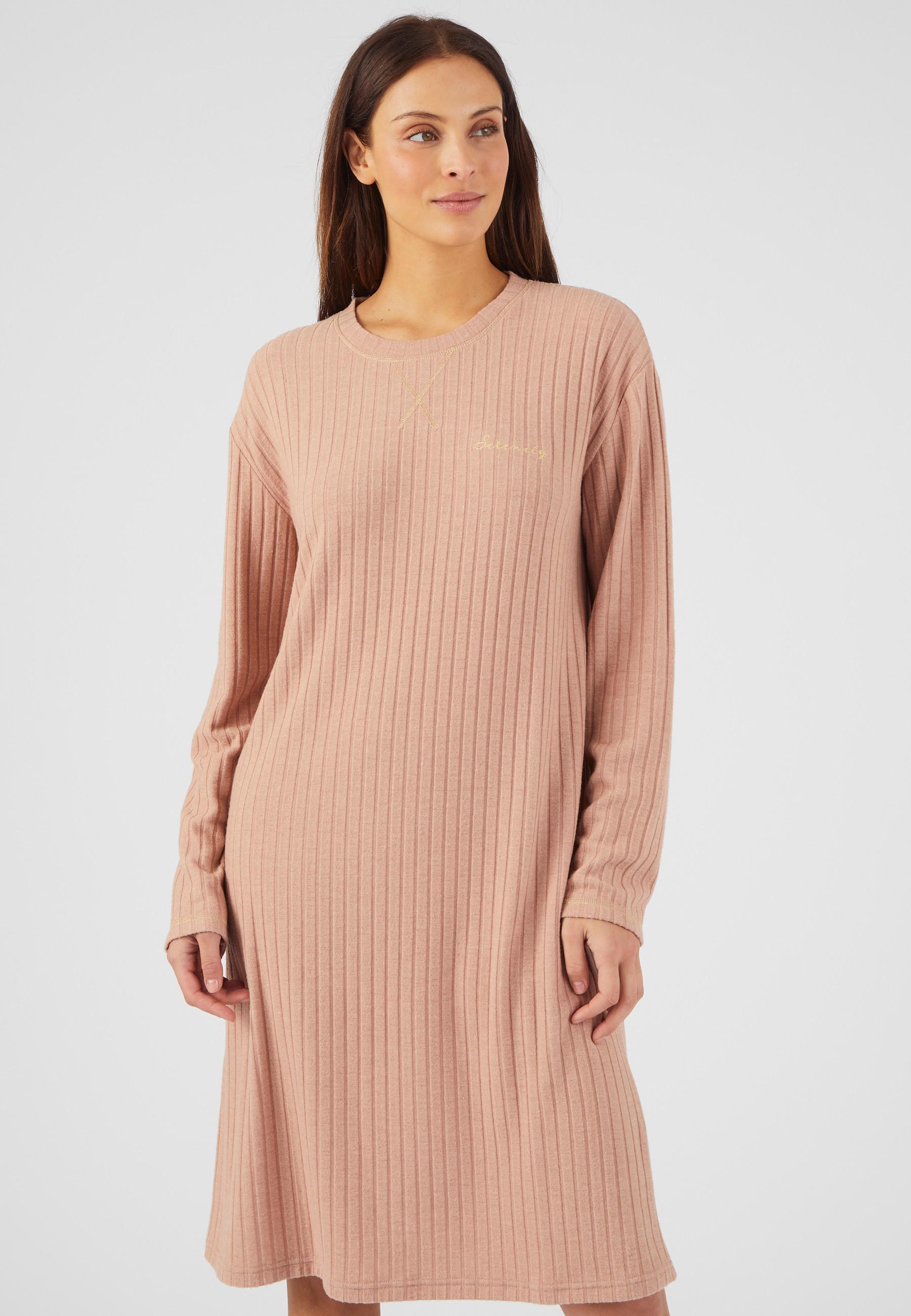 Image of Freizeitkleid Aus Fließendem Rippstrick Thermolactyl Damen Braun 38/40