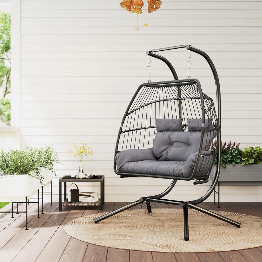 Outsunny Chaise suspendue en rotin  