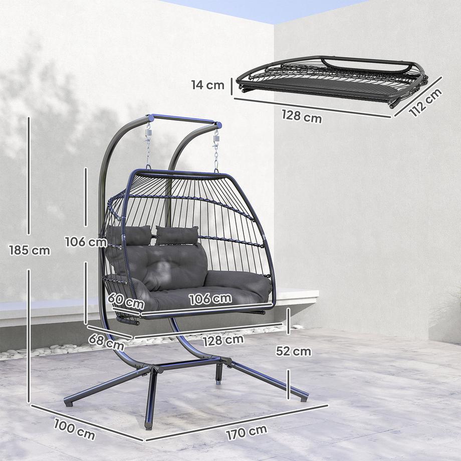 Outsunny Chaise suspendue en rotin  