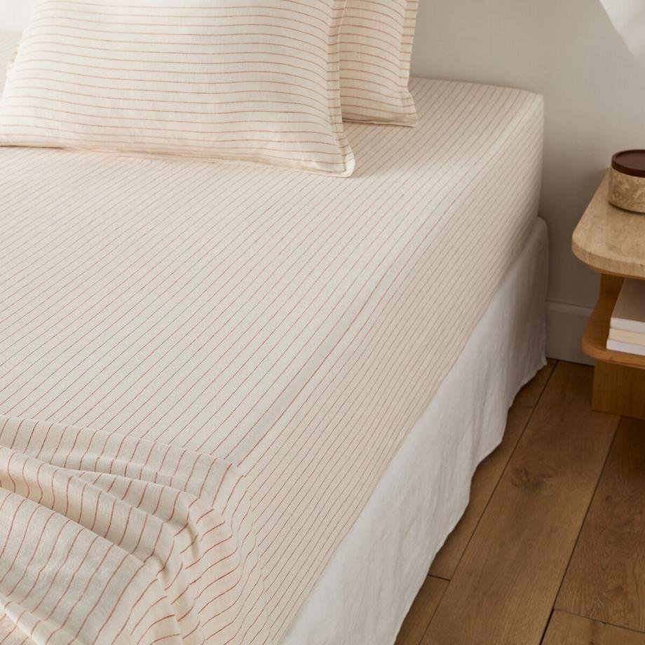 La Redoute Intérieurs Linot Raye Lenzuolo con Angoli in Lino Pre-Lavato  