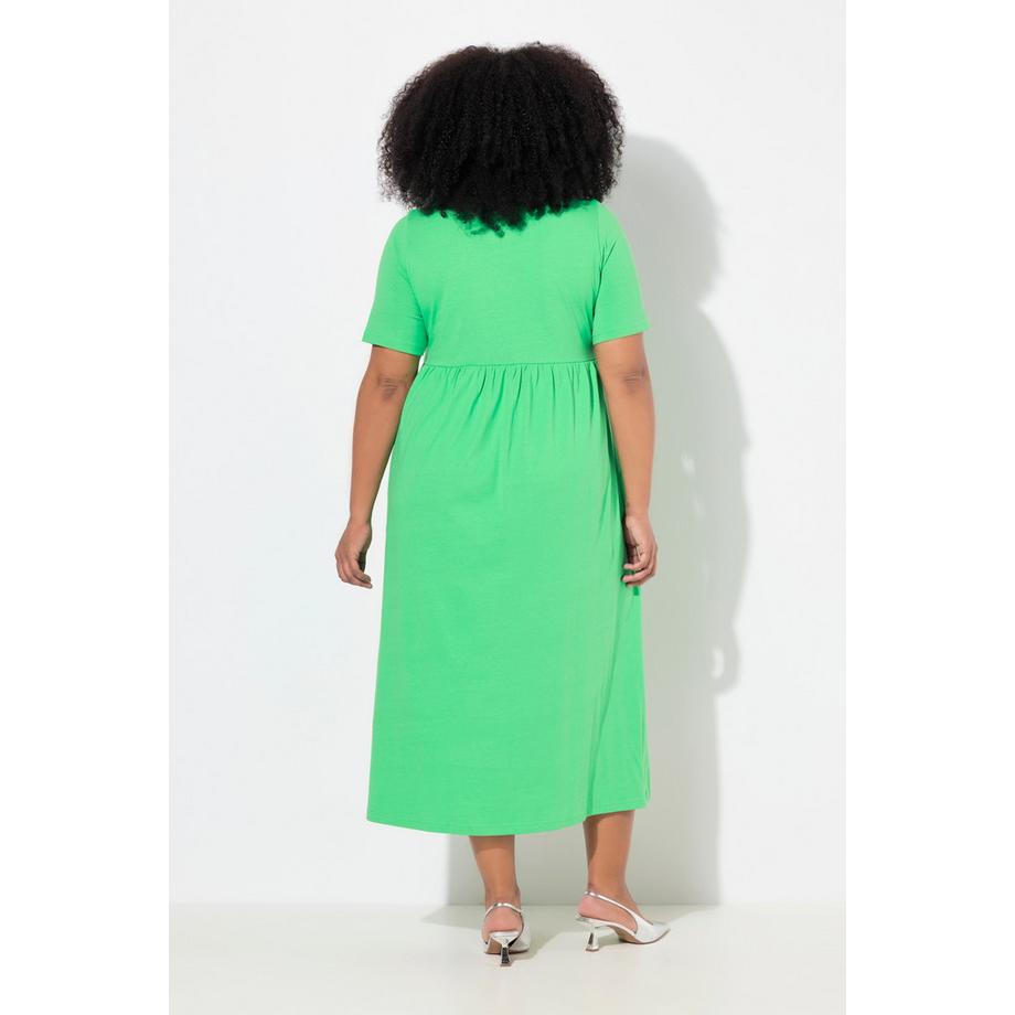 Ulla Popken Maxikleid A-Linie Rundhals Halbarm mit Taschen  