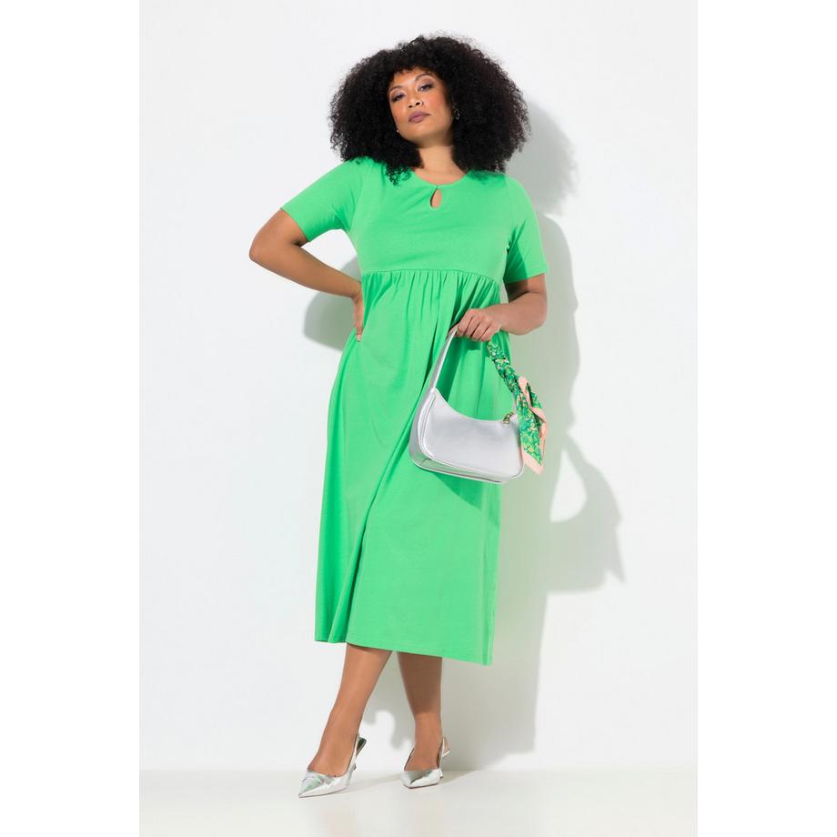 Ulla Popken Maxikleid A-Linie Rundhals Halbarm mit Taschen  