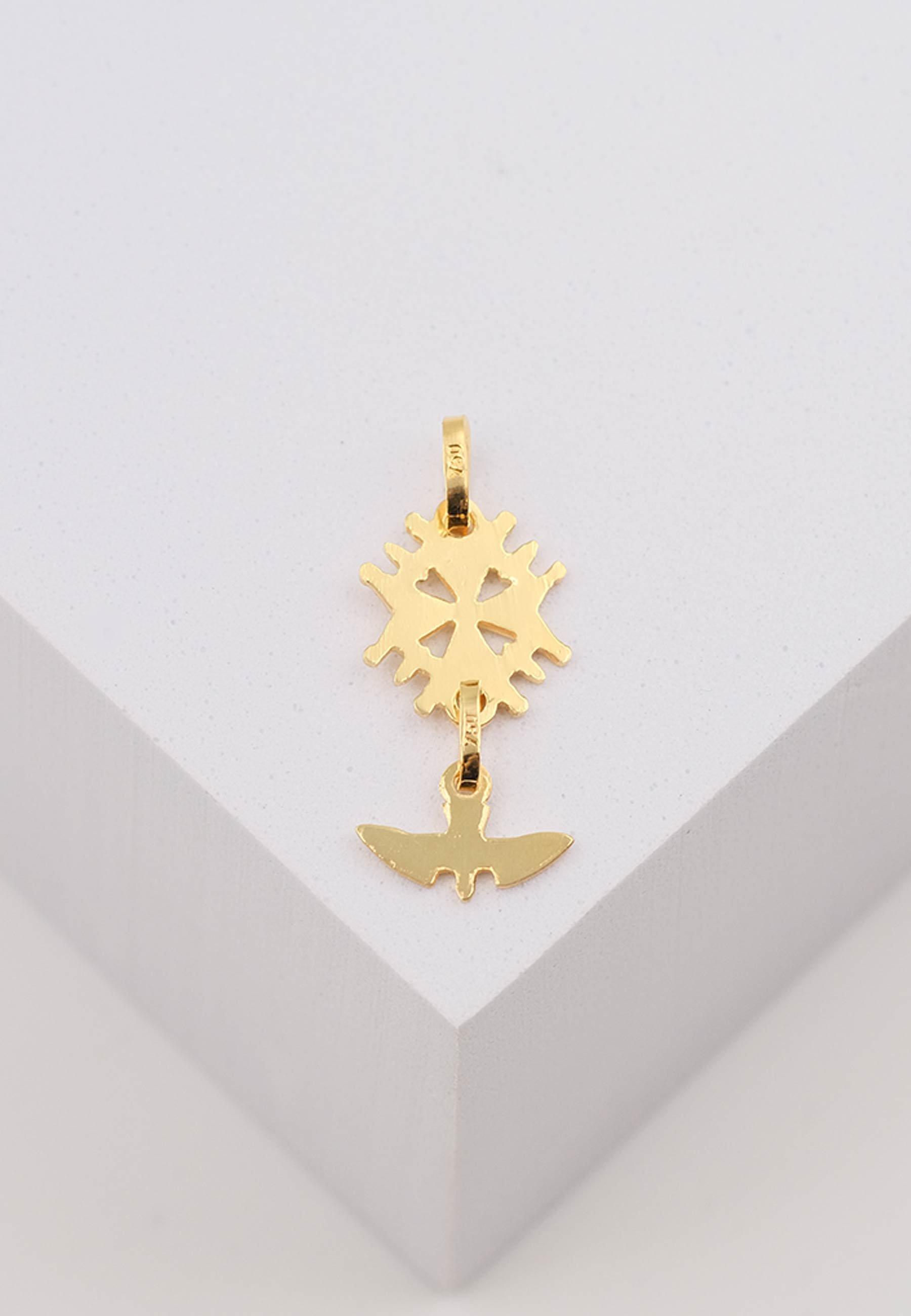 MUAU Schmuck  Pendentif croix huguenote en or jaune 750, 25x10mm 