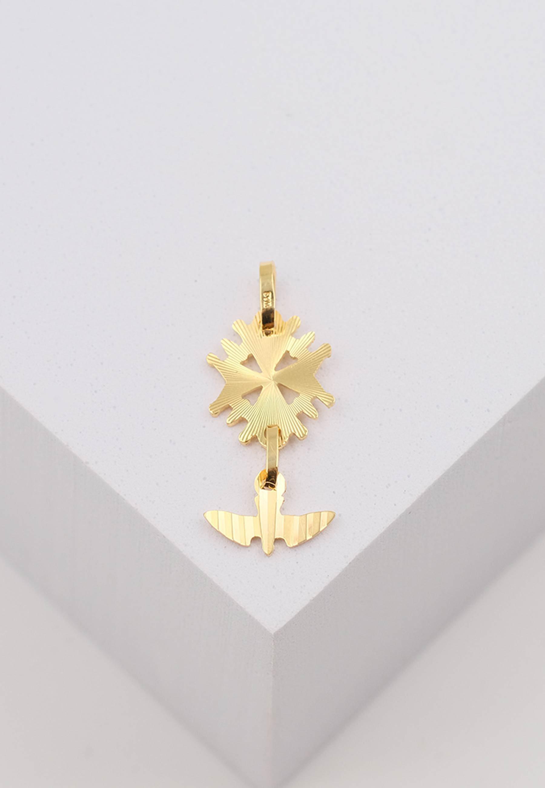 MUAU Schmuck  Pendentif croix huguenote en or jaune 750, 25x10mm 