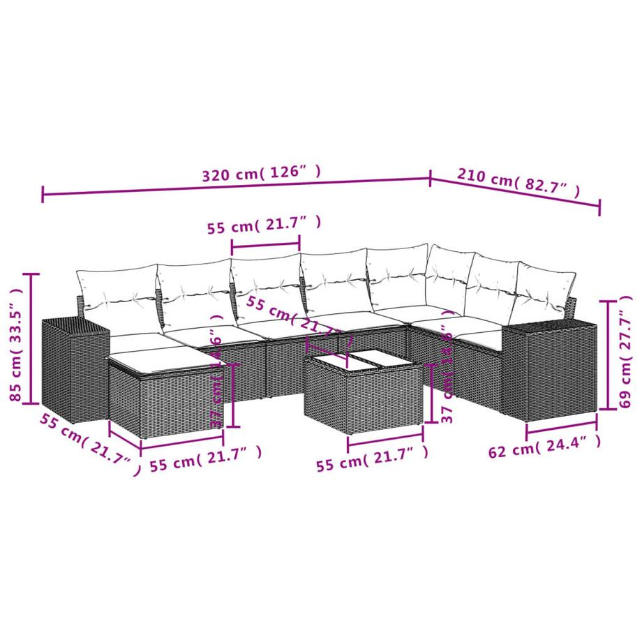 VidaXL Garten sofagarnitur poly-rattan  