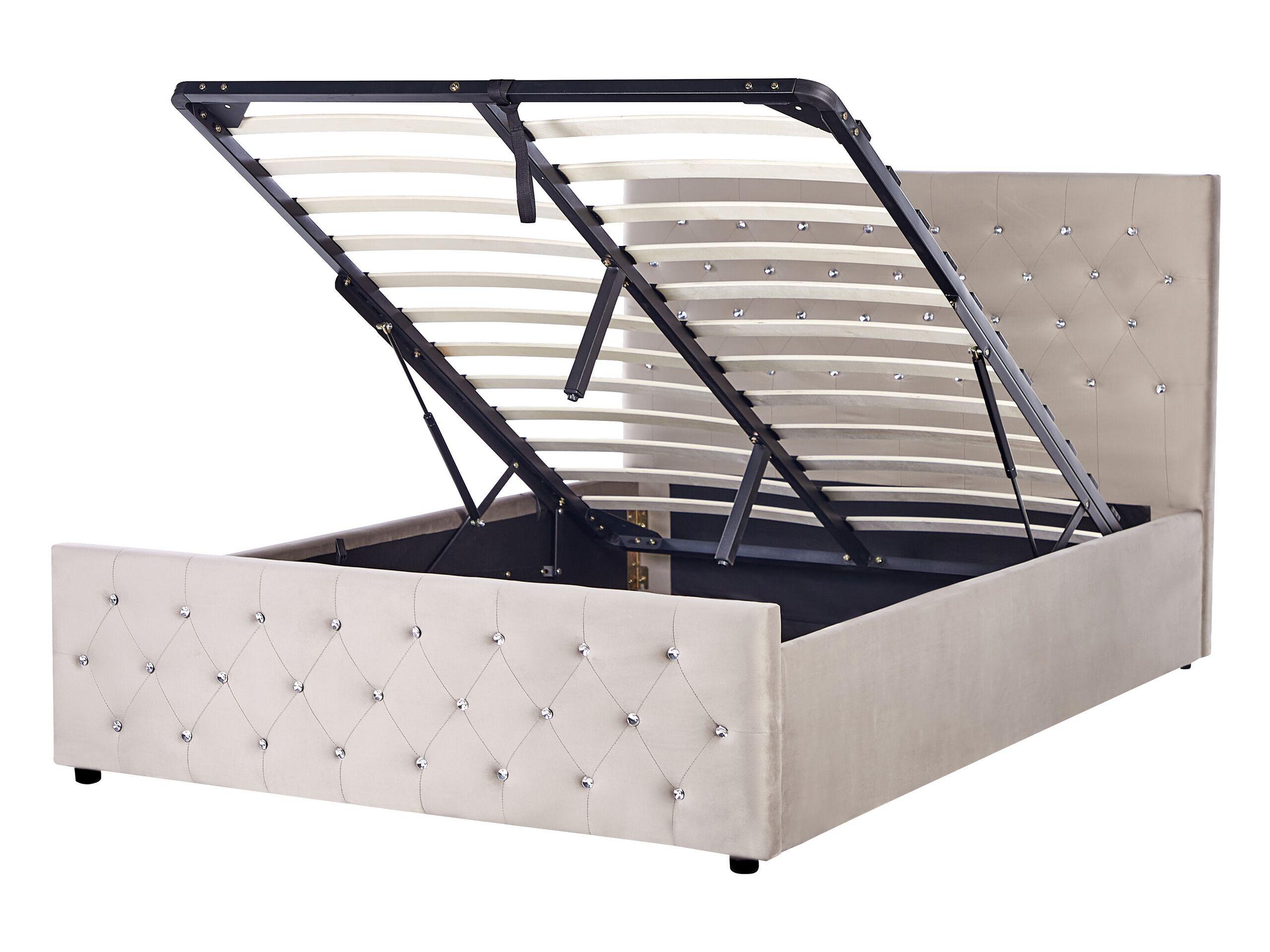 Image of Bett mit Lattenrost aus Samtstoff Glamourös AMIENS Bett mit Lattenrost aus Samtstoff Glamourös AMIENS