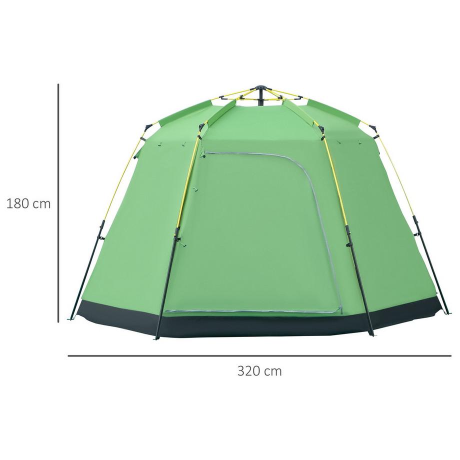 Northio  Campingzelt 6-Personen Familien-Kuppelzelt, Pu2000Mm, Einfacher Aufbau, Stahl & Glasfaser, Grün, 320X320X180Cm 