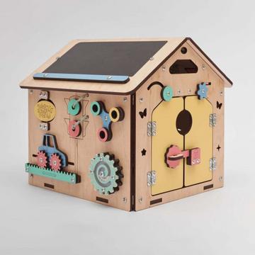 Montessori Activity Board House Mini – maison sensorielle en contreplaqué avec lampe de poche pour les tout-petits