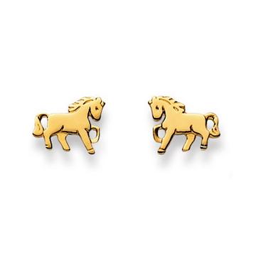 Clous d'oreilles cheval or jaune 750, 10mm