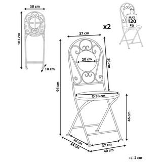 Beliani Lot de 2 chaises de jardin en Métal Rétro SPELLO  