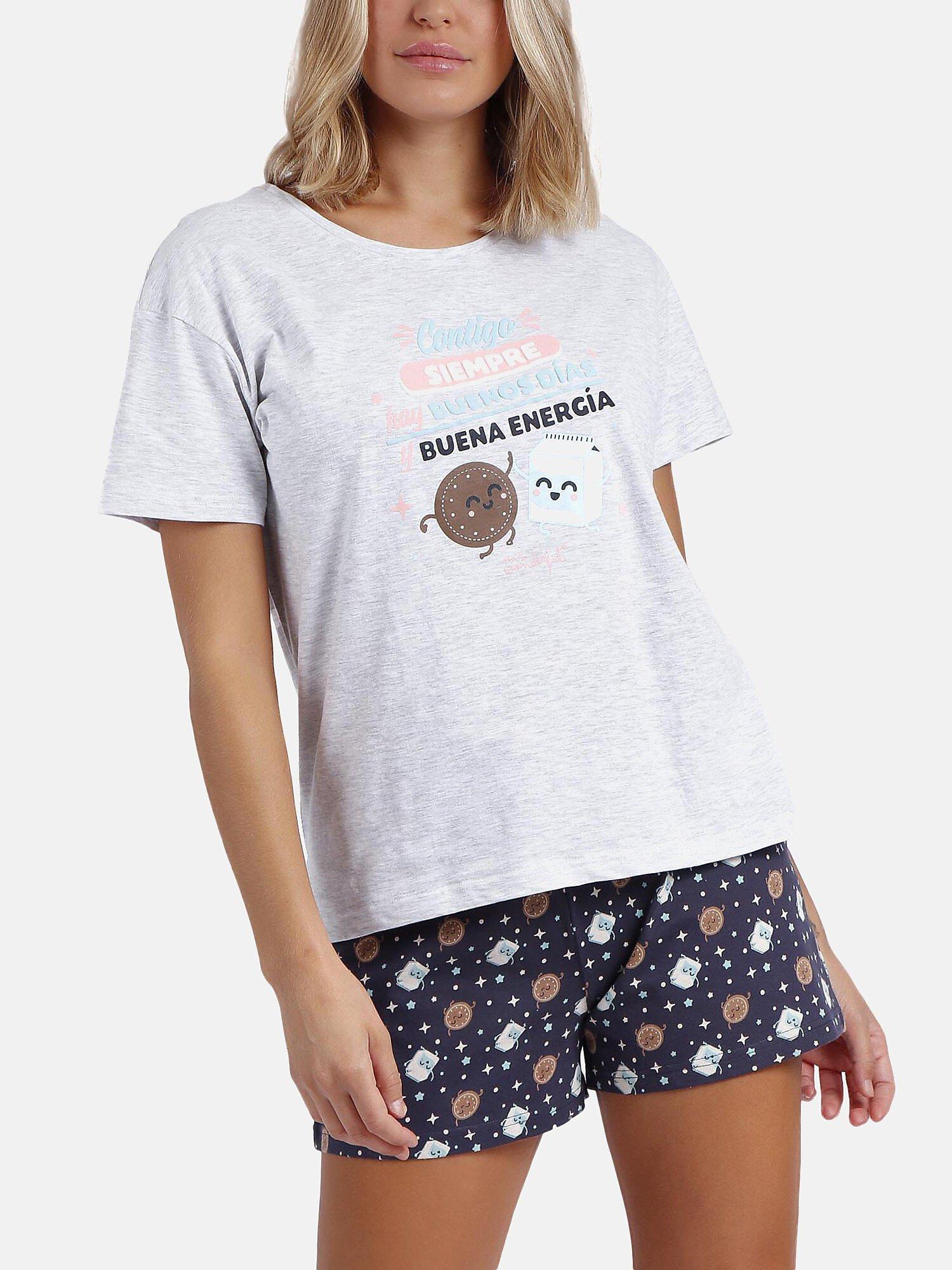 Image of Pyjama Shorts T-shirt Contigo Mr Wonderful Unisex Grau XXL