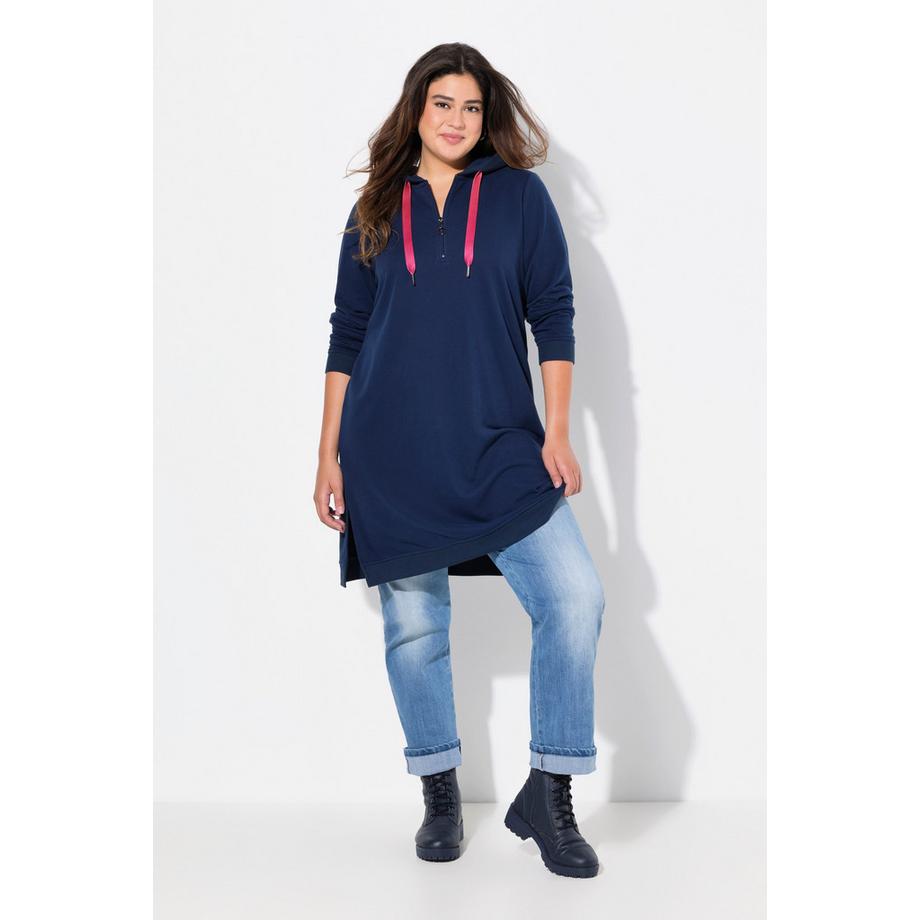 Ulla Popken Robe Sweat à Capuche Structure Gaufre Manches Longues  