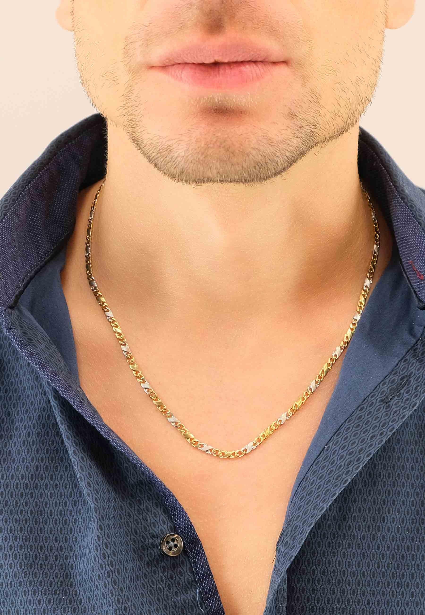 MUAU Schmuck  Collier Carrera bicolore jaune/blanc or 750, 3.5mm, 60cm 