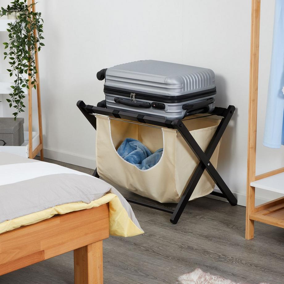 B2X Portavaligie nero con sacco per la biancheria  