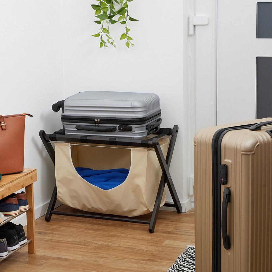 B2X Portavaligie nero con sacco per la biancheria  