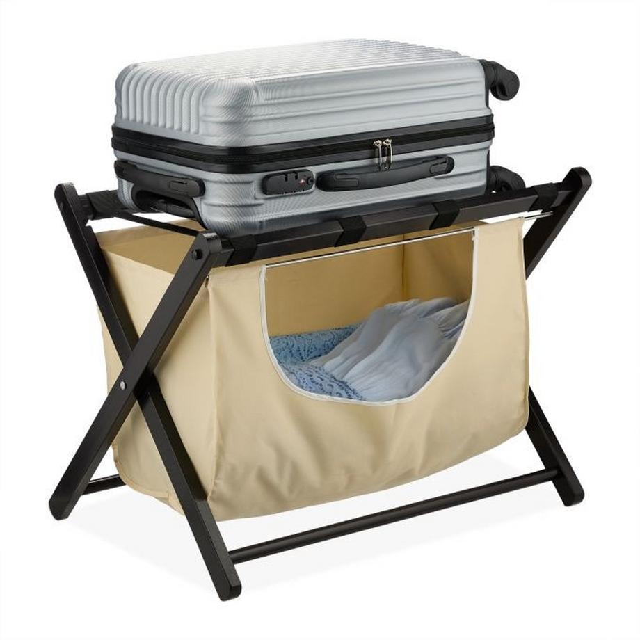 B2X Portavaligie nero con sacco per la biancheria  