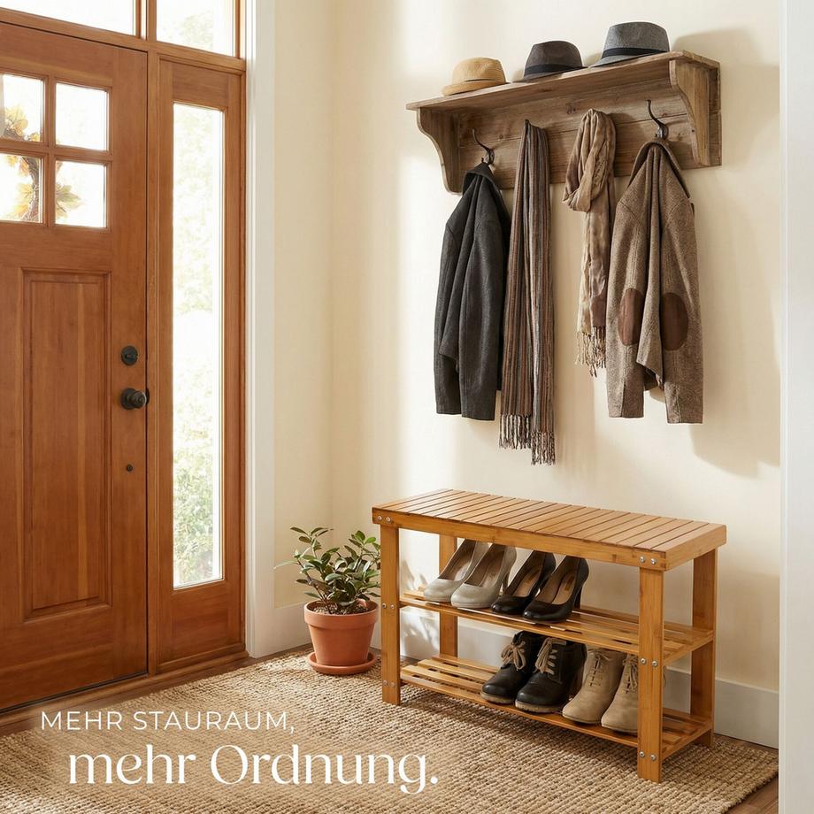 Tectake Schuhbank Silke Bambus 3 Ebenen  