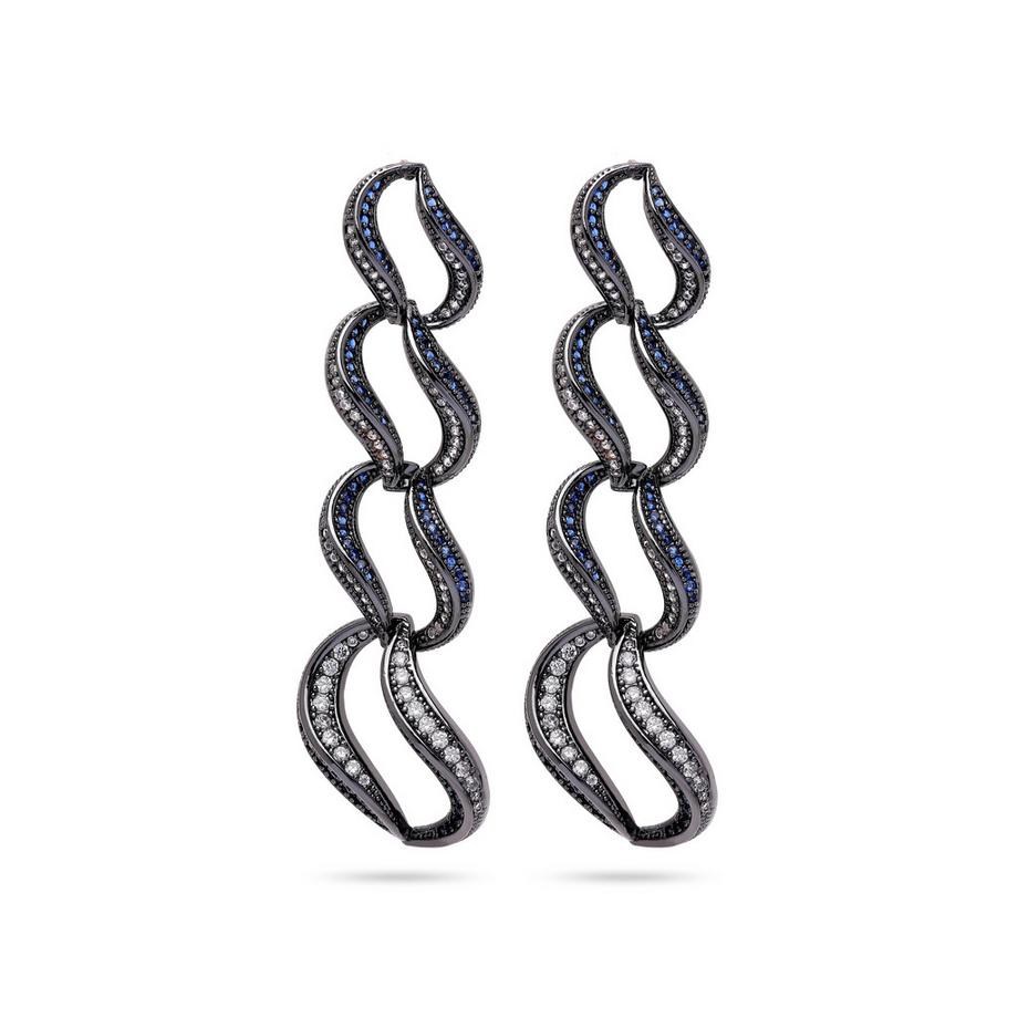 Dunkelblaue Geschwungene Schlaufen-Ohrringe