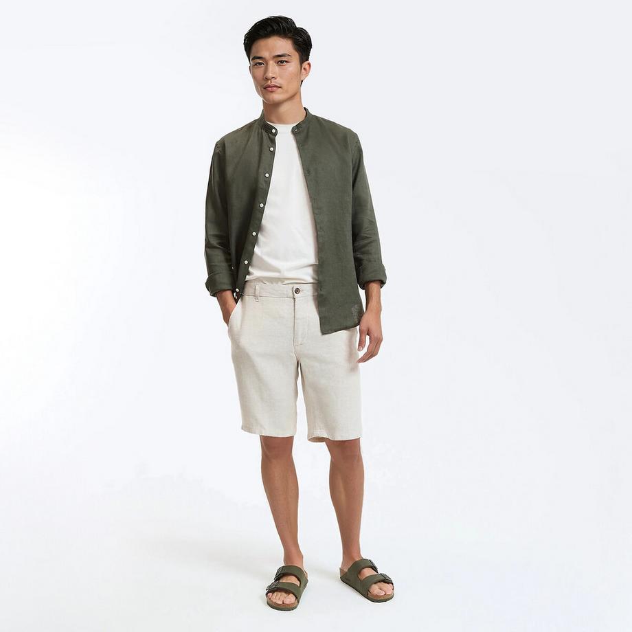 La Redoute Collections Signature Gerades Leinenhemd Stehkragen  