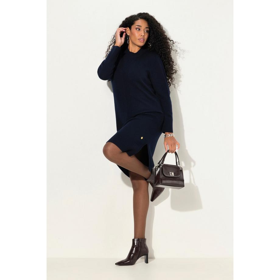 Ulla Popken Abito in maglia Righe a costine Collo alto Maniche lunghe  