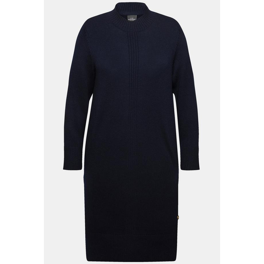 Ulla Popken Abito in maglia Righe a costine Collo alto Maniche lunghe  