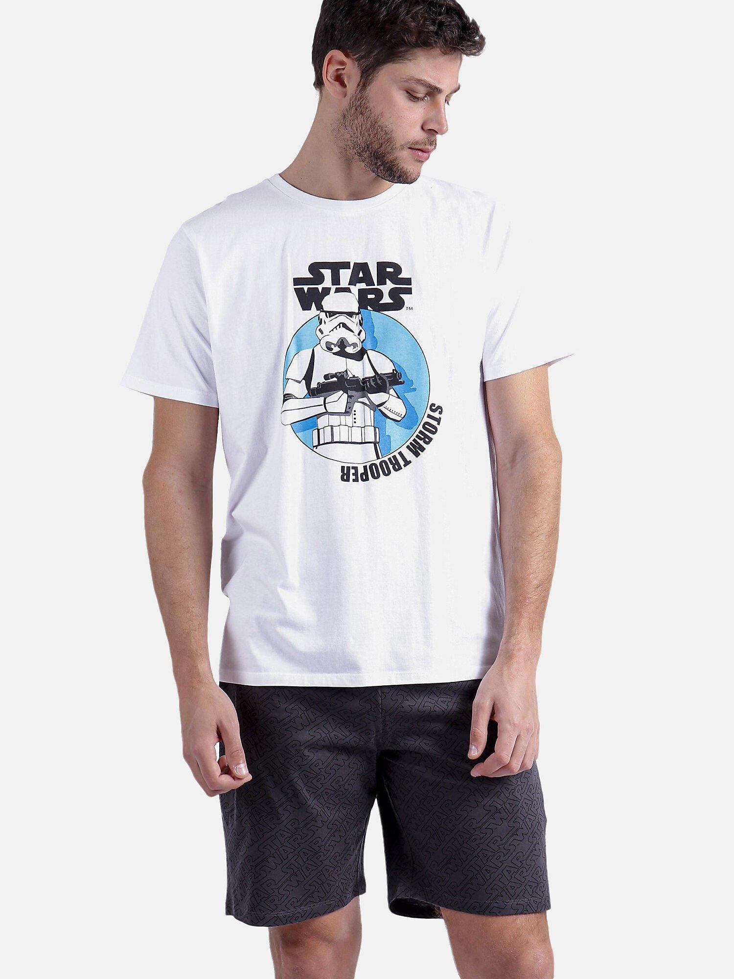 Image of Pyjama Shorts T-shirt Stromtrooper Star Wars Herren Weiss S