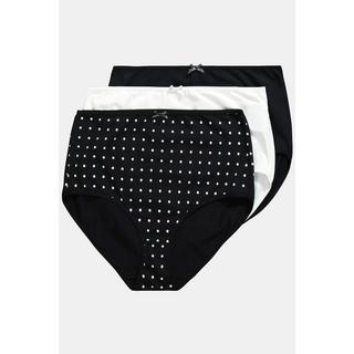 Ulla Popken  Maxislips, 3er-Pack, Punkte / einfarbig, High Waist 