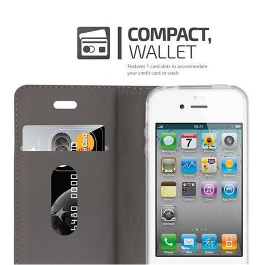 Cadorabo  Housse compatible avec Apple iPhone 4 / 4S - Coque de protection avec fermeture magnétique, fonction de support et compartiment pour carte 