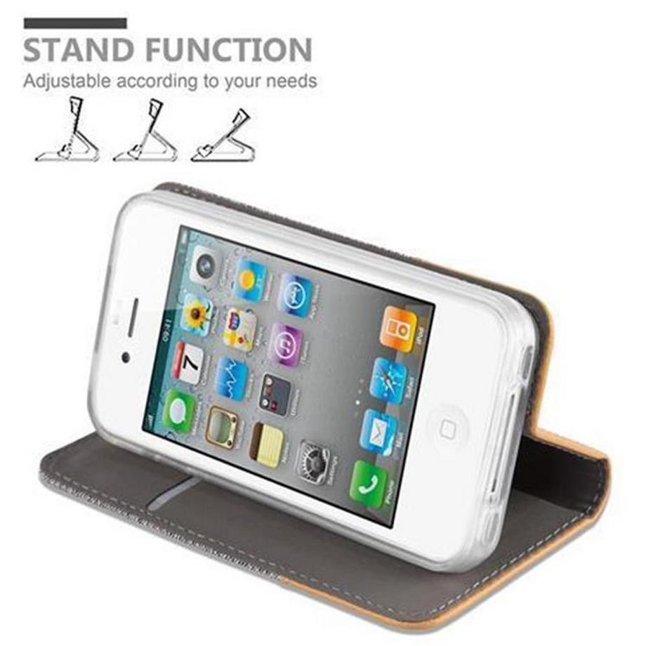 Cadorabo  Housse compatible avec Apple iPhone 4 / 4S - Coque de protection avec fermeture magnétique, fonction de support et compartiment pour carte 
