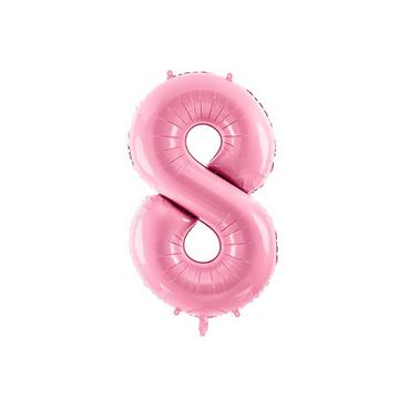 Pastellrosa Folienluftballon Nummer 8
