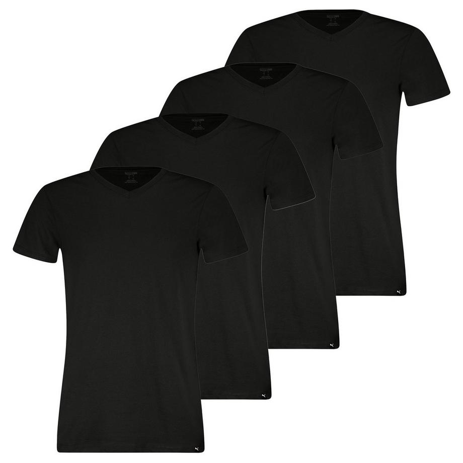 PUMA Maglietta Uomini Confezione da 4 Vestibilità confortevole-V-Neck Tee 4P  
