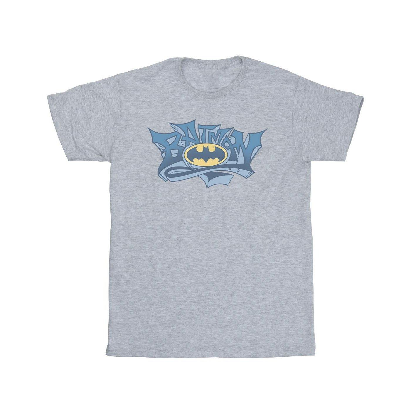 Image of Batman Graffiti Logo Tshirt Herren Grau XXL